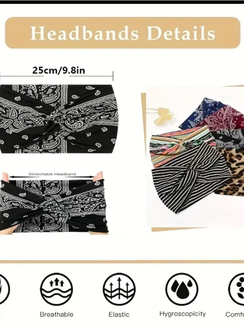 🆕 6 pk-Bandana-Print Knot Headband